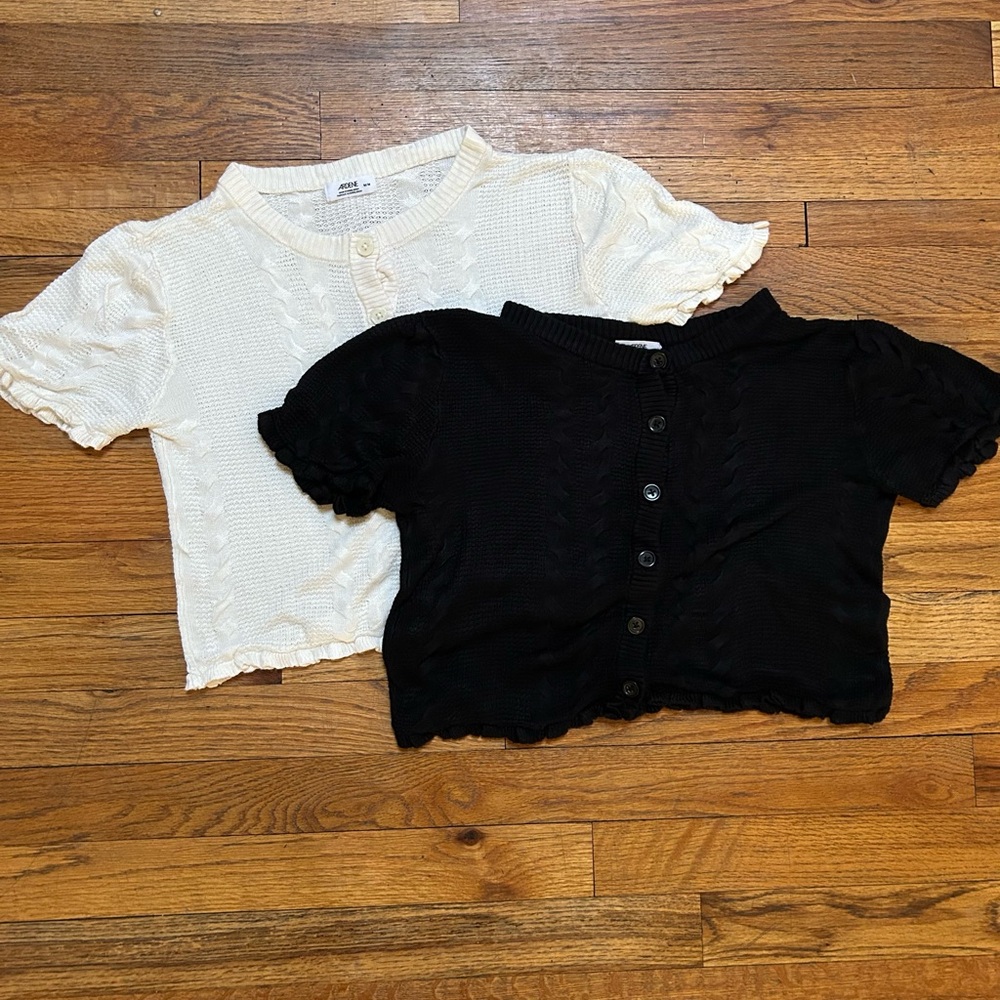 Ardene set of Black and Cream Button-Up Shirts cardigans